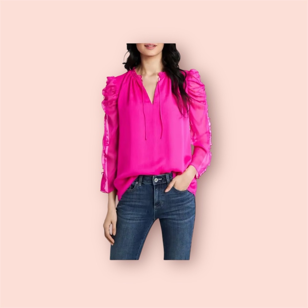 ✨HOST PICK✨ CECE DUPRAZ Yoryu Gathered Sleeve Blouse Garden rose size Small NWT
